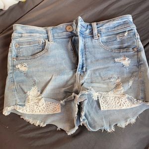 American eagle shorts with lace pockets size 6